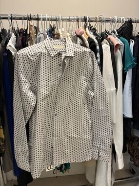 Burberry White Dress Shirt with  Dot Print 👵MT